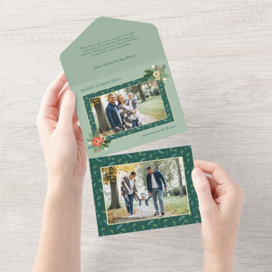 Feestelijke Schattigee Kerstbloem 1 Foto All In One Uitnodiging (Afscheurbaar)