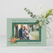 Feestelijke Schattigee Kerstbloem 1 Foto Feestdagenkaart (Staand voorkant)