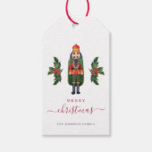 Feestelijke Schattigee Notenkraker Vrolijk Kerstfe Cadeaulabel (Voorkant)