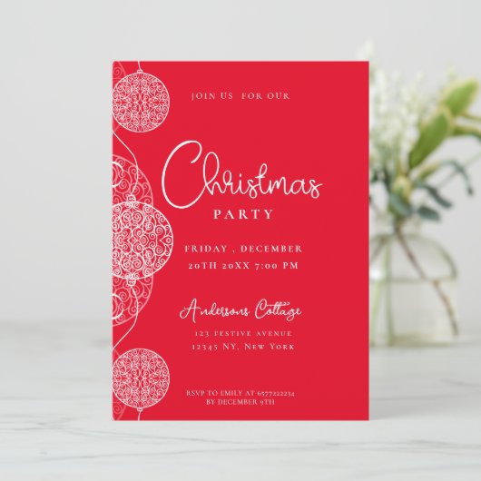 Feestelijke Schattigee Rode Kerstfeest Kaart (Staand voorkant)