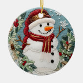 Feestelijke Schattigee Sneeuwman Kerst Feestdagen  Keramisch Ornament (Voorkant)
