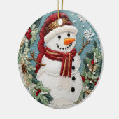 Feestelijke Schattigee Sneeuwman Kerst Feestdagen  Keramisch Ornament (Links)