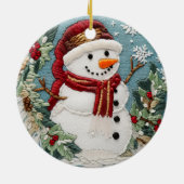 Feestelijke Schattigee Sneeuwman Kerst Feestdagen  Keramisch Ornament (Achterkant)