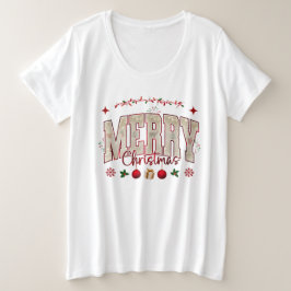 Feestelijke Schattigee vrolijke kerstvakantie ontw Grote Maat T-shirt