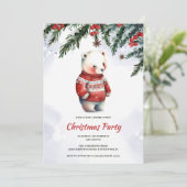 Feestelijke Schattigee Waterverf Wit Beer Kerstfee Kaart (Staand voorkant)