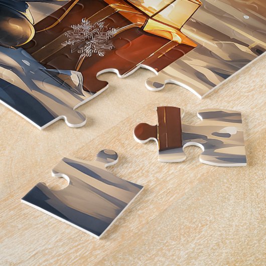 Feestelijke Schattigee Winter Kerstvakantie Sneeuw Legpuzzel (Zijkant)