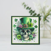 Feestelijke Schedel St. Patrick's Dag Wensen Feestdagenkaart (Staand voorkant)