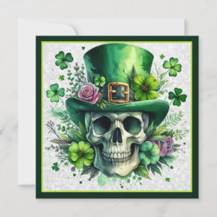 Feestelijke Schedel St. Patrick's Dag Wensen Feestdagenkaart