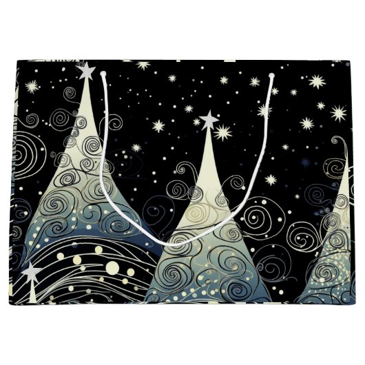 Feestelijke schemering Kerstbomen Groot Cadeauzakje (Voorkant)