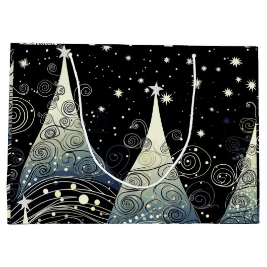 Feestelijke schemering Kerstbomen Groot Cadeauzakje (Achterkant)