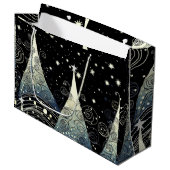 Feestelijke schemering Kerstbomen Groot Cadeauzakje (Voorkant Gekanteld)