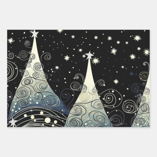 Feestelijke schemering Kerstbomen Inpakpapier Vel (Voorkant 3)