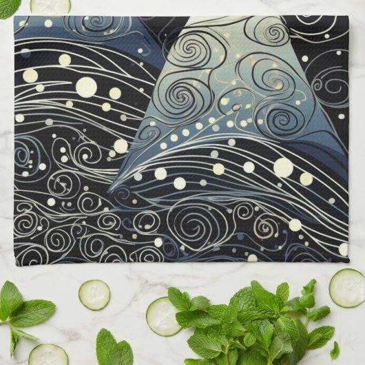 Feestelijke schemering Kerstbomen Theedoek (Gevouwen)