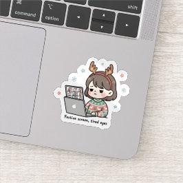 Feestelijke scherm vermoeide ogen sticker grappige