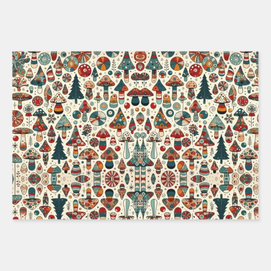 Feestelijke schimmels inpakpapier vel (Voorkant 3)