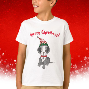 Feestelijke Schnauzer Puppy Prettig Kerstfeest T-shirt