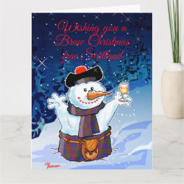 Feestelijke Schotse Sneeuwman Kaart