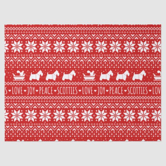Feestelijke Scottie Honden Kerstmis | Schotse Terr Tissuepapier (Voorkant)