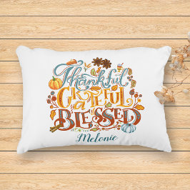 Feestelijke script dankbare gezegende herfst accent kussen