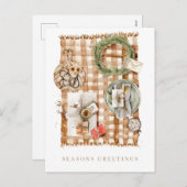 Feestelijke seizoensgroeten waterverf feestdagenkaart (Voorkant / Achterkant)