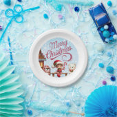 Feestelijke servies I Elf, Penguin, en Polar Beer Papieren Bordje (Feest)