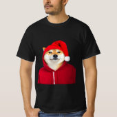 Feestelijke Shiba Inu in Santa Hat T-shirt (Voorkant)