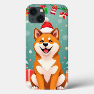 Feestelijke Shiba Inu Kerstvreugde 🎄🐾 Knus Kerst Case-Mate iPhone Case