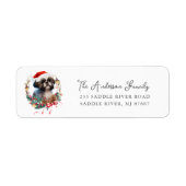 Feestelijke Shih Tzu Hond in Santa Hat retouradres Etiket (Voorkant)
