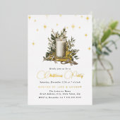 Feestelijke Shimmer Kaars Licht Kerstmis Folie Uitnodiging (Staand Voorkant)