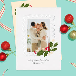 Feestelijke Sint-Jacobsschelp lijst met hulst Eén  Folie Feestdagenkaart