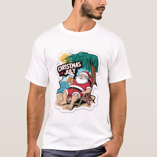 Feestelijke Sinterklaas Ontspannen aan de tropisch T-shirt (Voorkant)