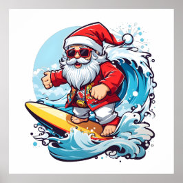 Feestelijke Sinterklaas Surfen Kerstgolven Poster