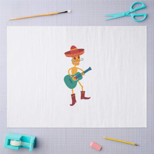 Feestelijke Skelet Gitarist Tissuepapier (Craft)