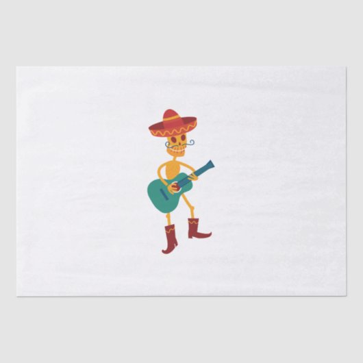 Feestelijke Skeletafspeler op Gitaar Tissuepapier (Voorkant)