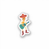 Feestelijke Skeletgitarist Sticker (Voorkant)