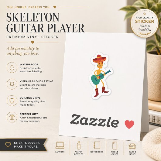 Feestelijke Skeletgitarist Sticker