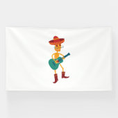 Feestelijke Skeletspeelgitaar Spandoek (Horizontaal)