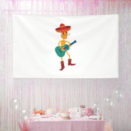 Feestelijke Skeletspeelgitaar Spandoek