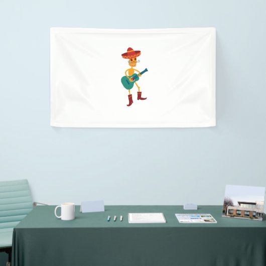 Feestelijke Skeletspeelgitaar Spandoek (Beurs)
