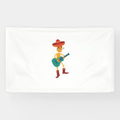 Feestelijke Skeletspeelgitaar Spandoek (Horizontaal)