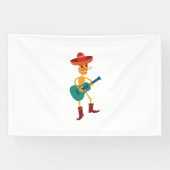Feestelijke Skeletspeelgitaar Spandoek (Horizontaal)