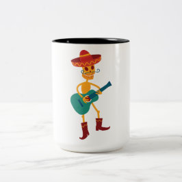 Feestelijke Skeletspeelgitaar Tweekleurige Koffiemok