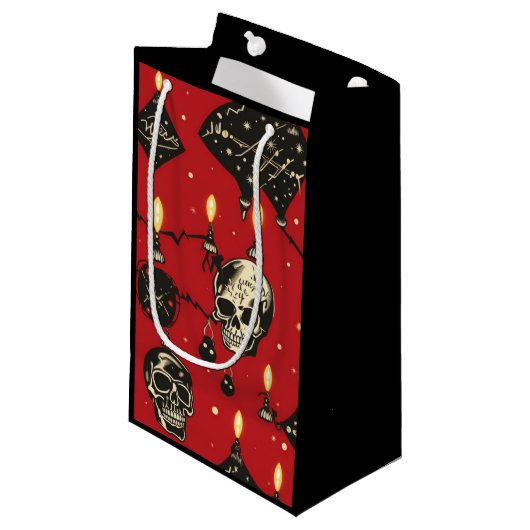 Feestelijke Skull Gift Bag Klein Cadeauzakje (Voorkant Gekanteld)