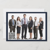 Feestelijke skyline blauw goud DIY logo foto Feestdagenkaart (Achterkant)