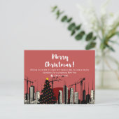 Feestelijke Skyline en X-Max Tree Building Beroep Feestdagenkaart (Staand voorkant)