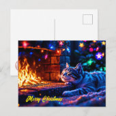 Feestelijke slapende kat kleurrijke dierenliefhebb briefkaart (Voorkant / Achterkant)