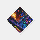 Feestelijke slapende kat kleurrijke dierenliefhebb servet (Hoek)