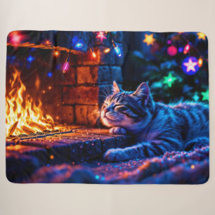 Feestelijke slapende kat kleurrijke dierenliefhebb sherpa deken