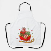 Feestelijke slee van de Kerstman vol Kerstcadeaus Schort (Voorkant)