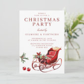 Feestelijke Sleigh Corporate Christmas Party Kaart (Staand voorkant)